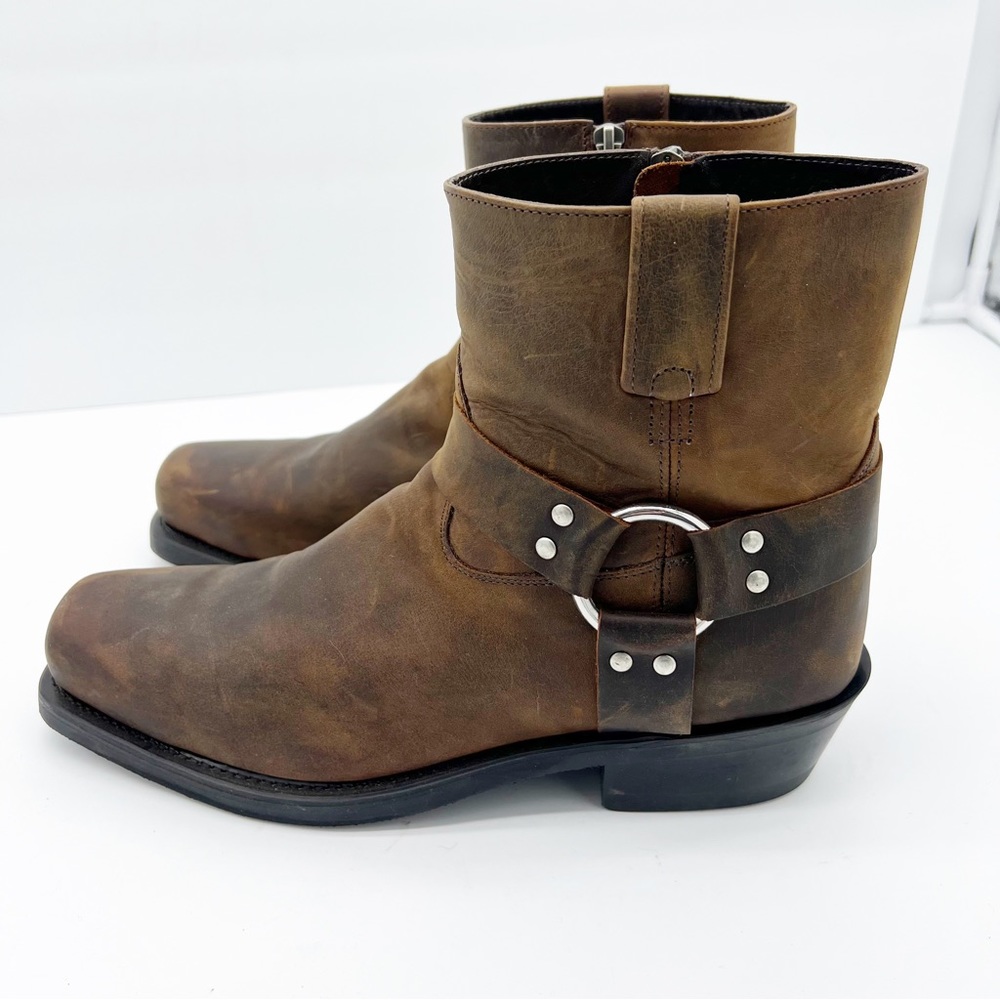 Old West Distressed Brown Leather Men's Boots - Picture 3 of 9